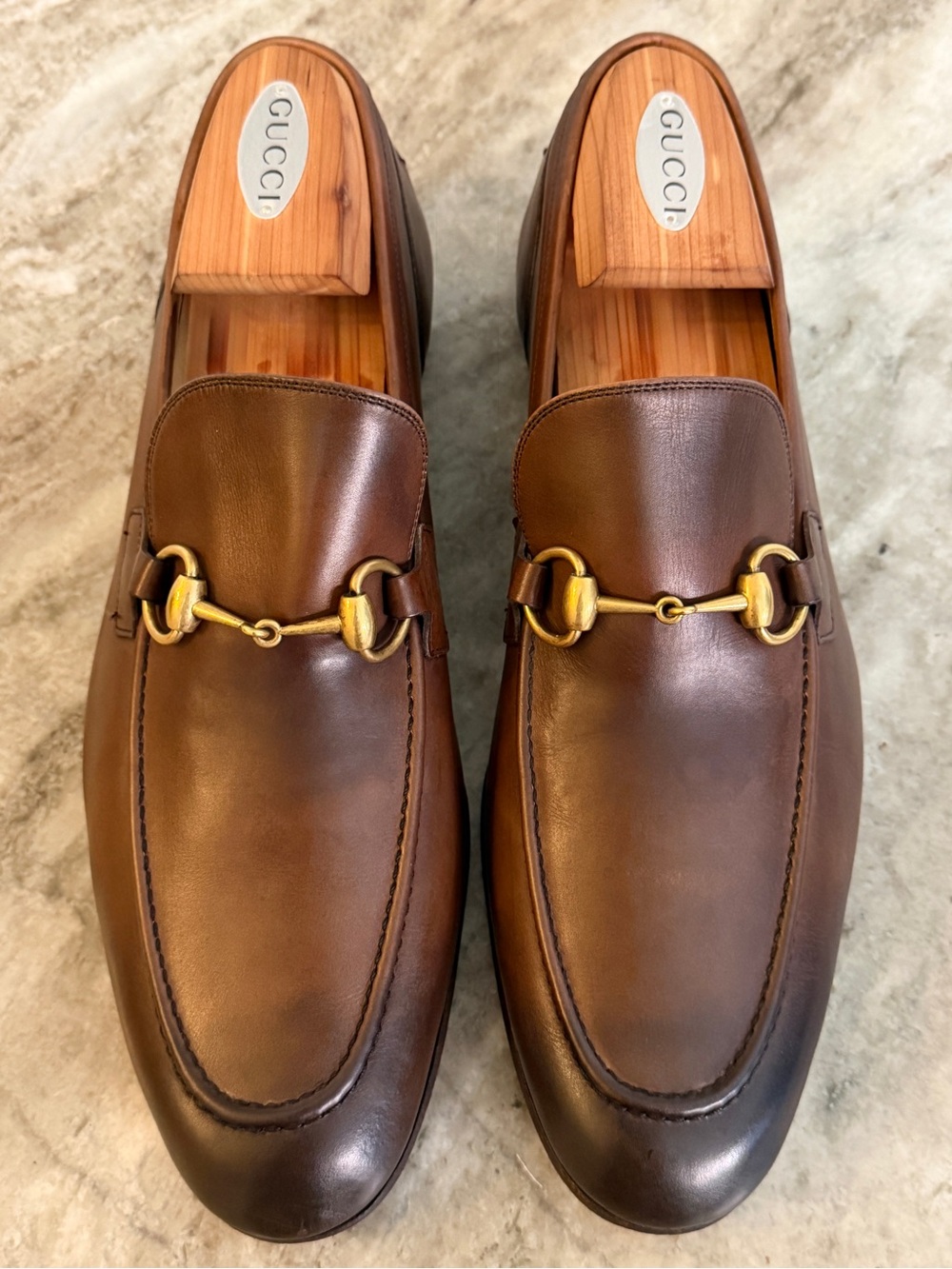 GUCCI Jordaan Horsebit Brown Leather Loafer 10 / 10.5 US Moccasin $1100